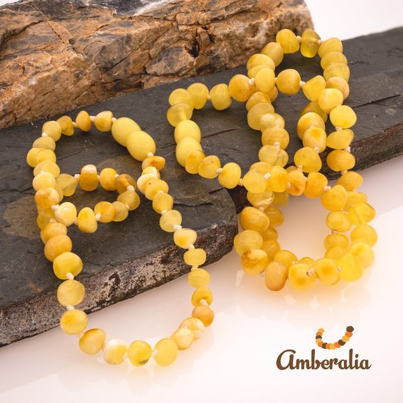 Set of Baltic Amber  Adult and Baby Necklace Set - 13" and 19.7"  - 14 Colors - Picture 8 of 16